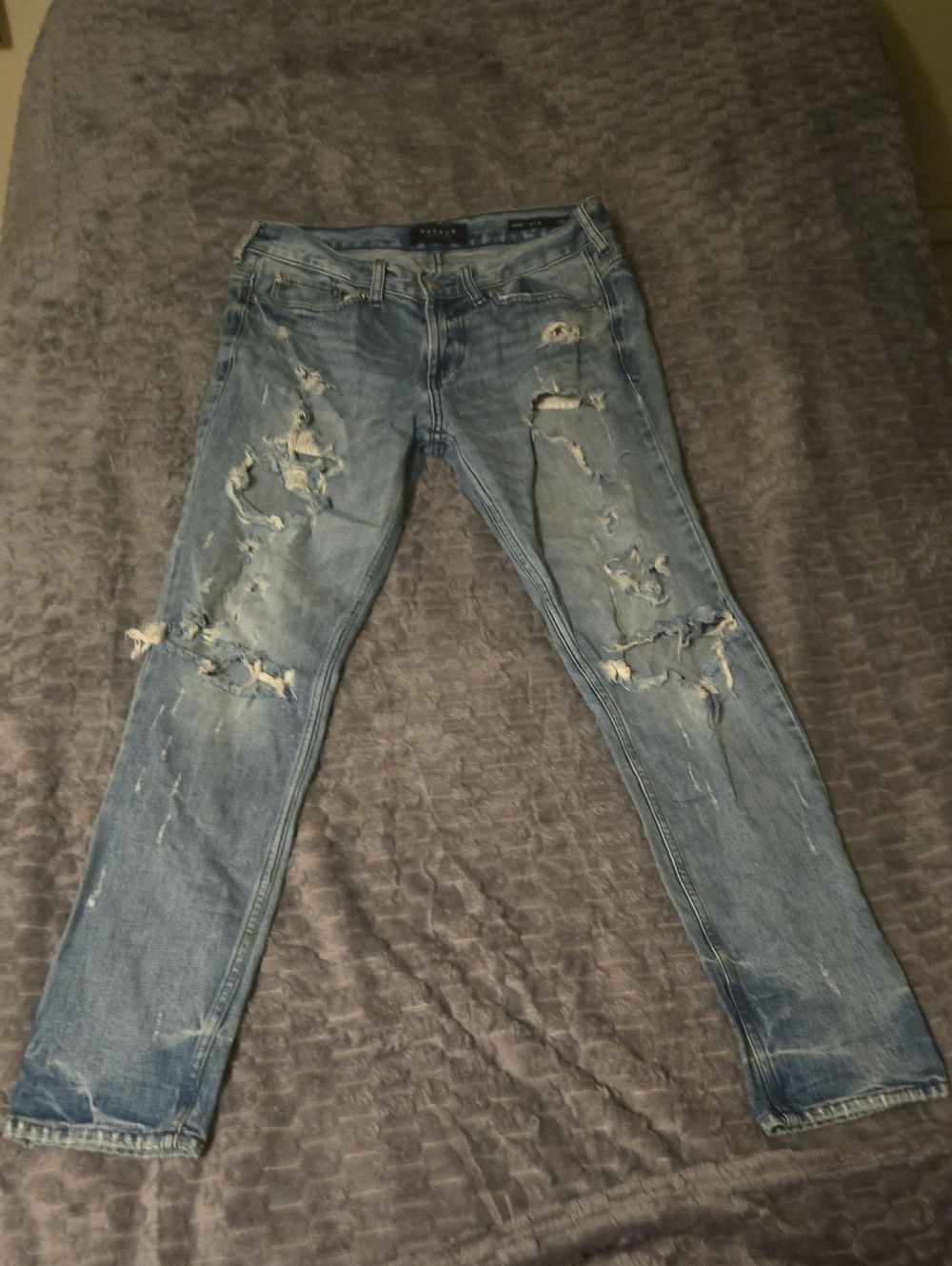 PacSun Men's Distressed Skinny Light Wash Denim Ripped Jeans Size 30x30